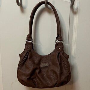 Rosetti New York Woman's Faux Leather double handle shoulder bag. Textured Brown